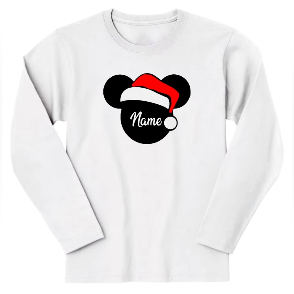 NEW - Holiday Mickey - with Custom Name - Womens Long Sleeve Shirt - Adult M